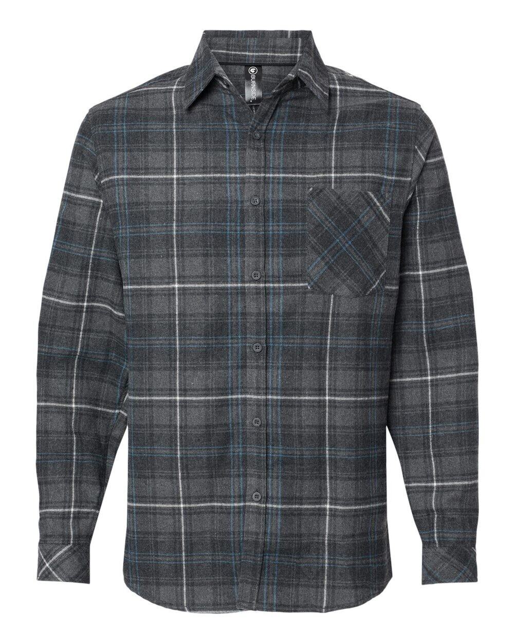 Burnside Men's 8212 Charcoal Blue Buffalo Plaid Flannel Shirt Size Men's Small